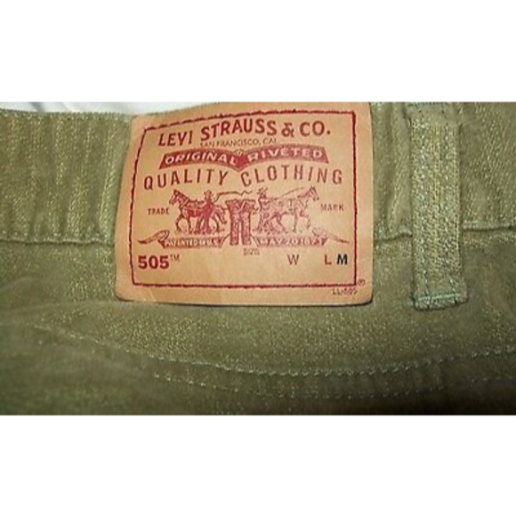 LEVI'S 505 Suede Pants Jeans 16 MIS Olive Khaki Lower Rise Straight Leg 35 x 31 - Picture 3 of 4